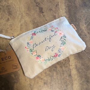 Eco Beige Floral Beautiful Day zipper pouch